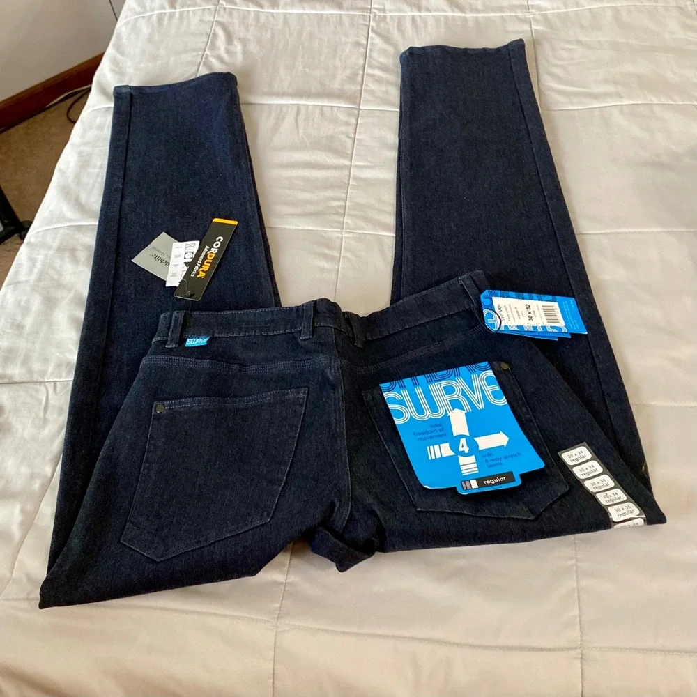 Swrve Regular Fit Jeans Cycling 4-Way Stretch Indigo Blue Cordura Sz‎ 30x34 NWT